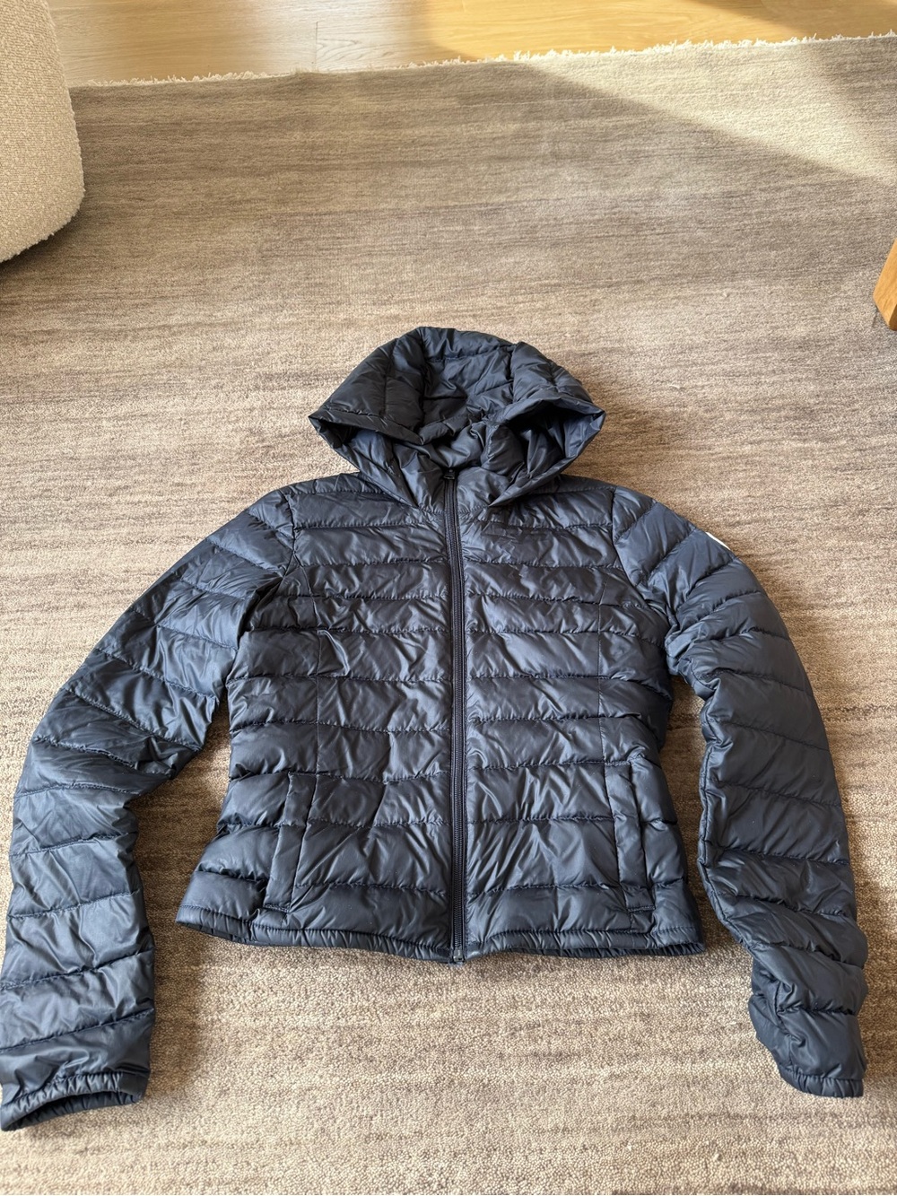 Abercrombie & Fitch Women's Black Hooded Quilted Puffer Jacket